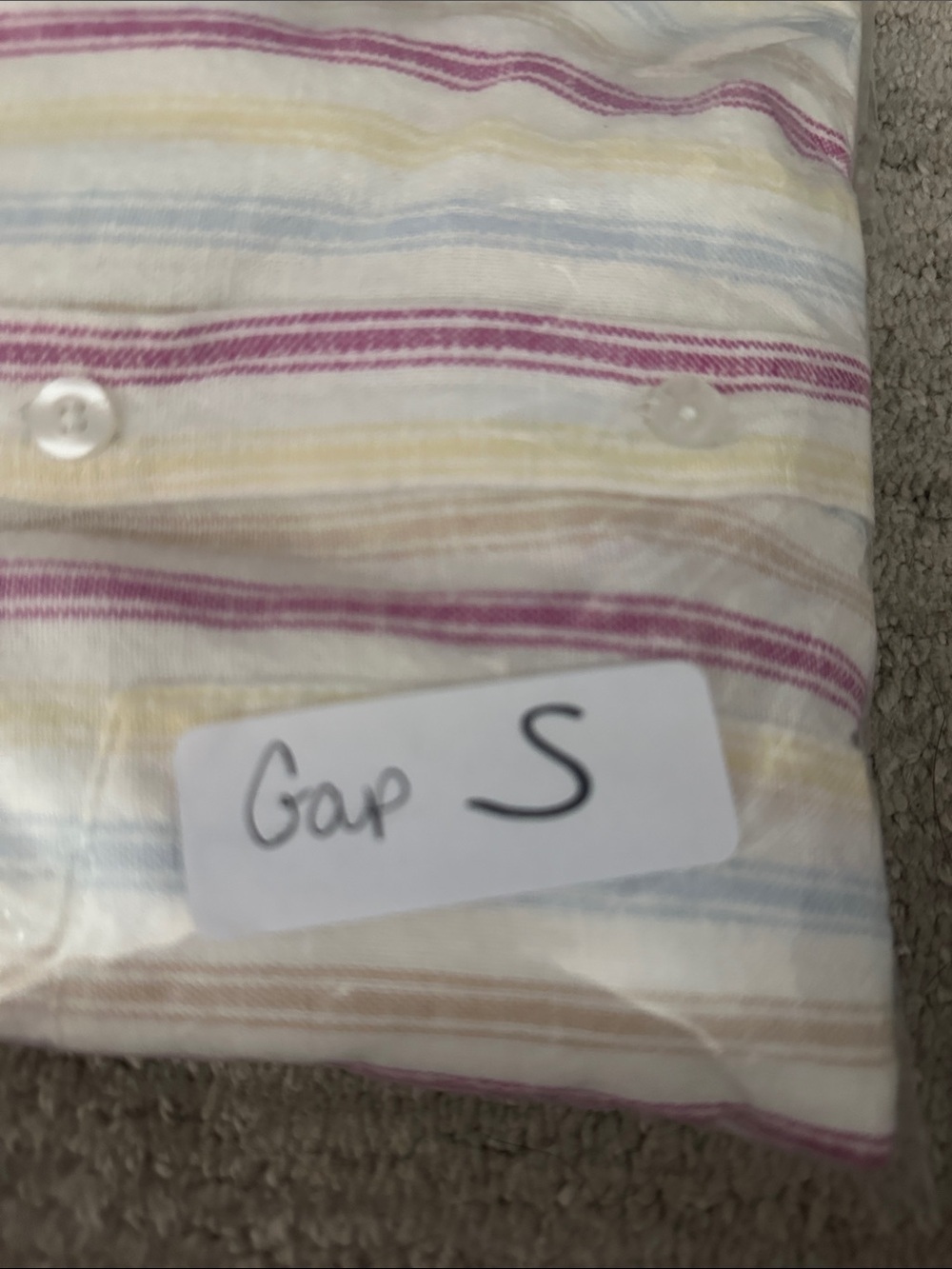 Gap Vintage Y2K XL Linen blend stripe corpcore classic coastal button down top - Picture 15 of 15
